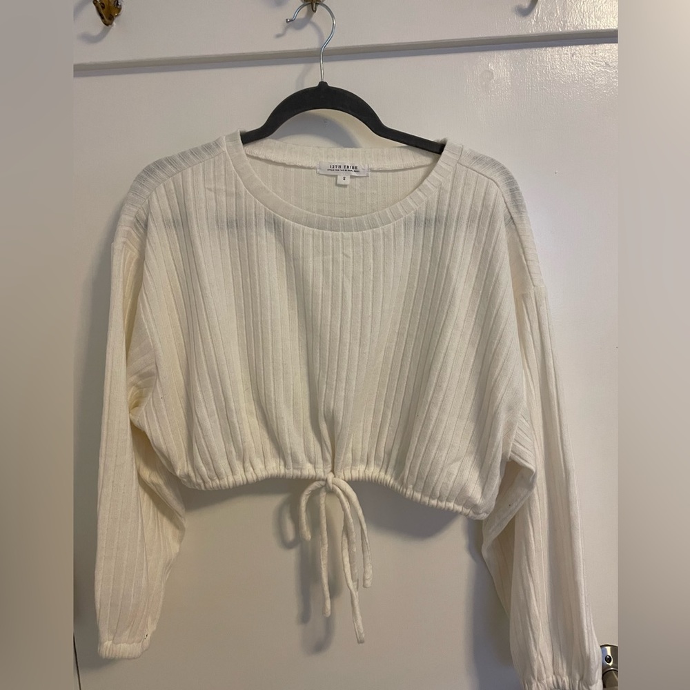 12th tribe cream copped sweater